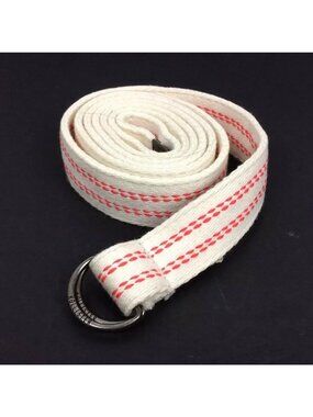 Hollister Belt Size XS D Rings Webbed Cotton Cream Orange Striped Nautical